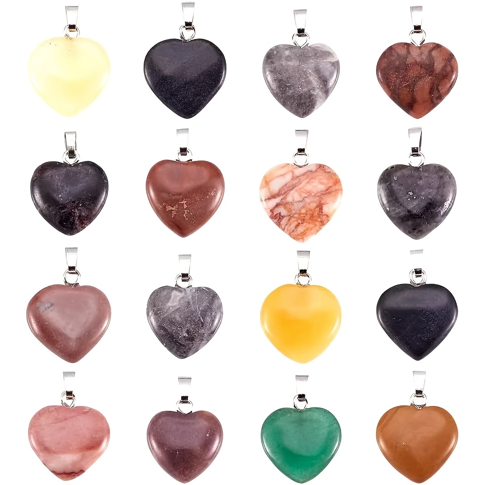 Natural Stone Heart-Shaped Pendant Set for DIY